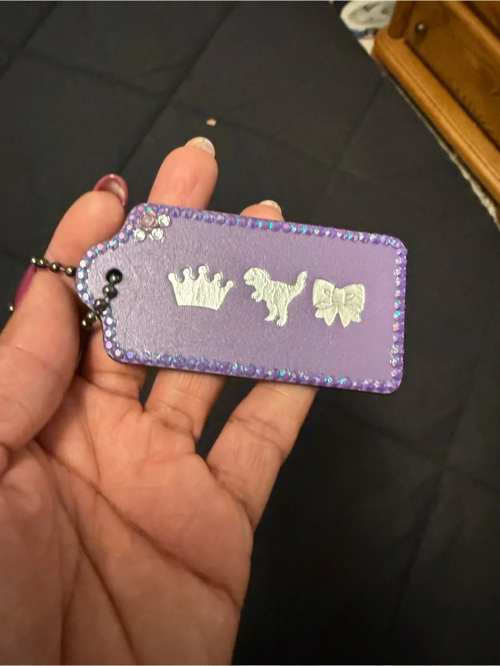 Coach  Authentic Purple Leather Hangtag – Customized/Embellished